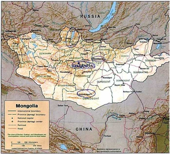 Mapa Mongolska