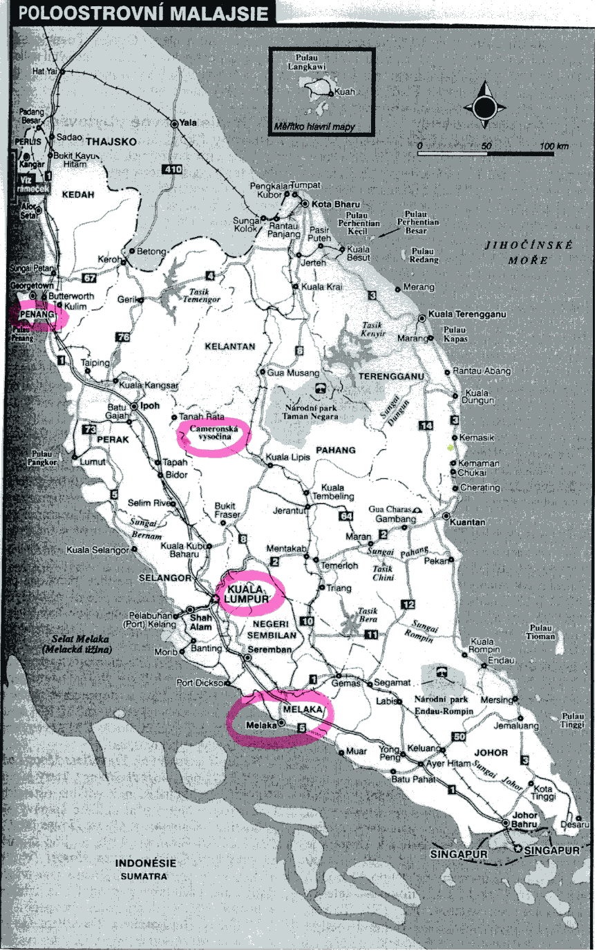 mapa Malajsie